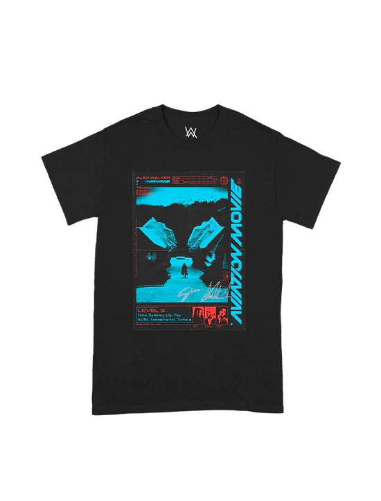Alan Walker Aviation Movie Level 3 Tee with the icy mountain movie poster in cool blue and red tones.
