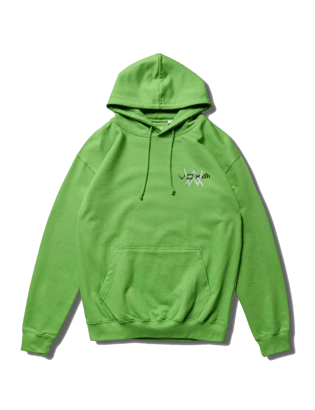 Vibrant green Alan Walker Stage Hoodie with minimalist front logo design for a striking casual look.