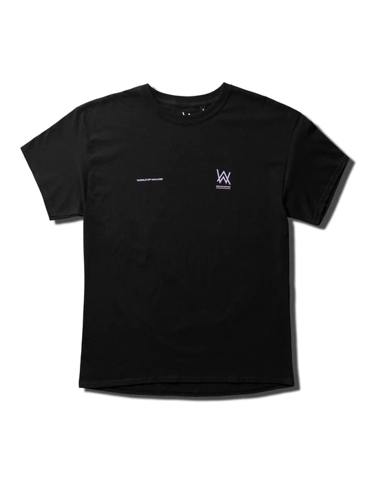 Sleek black Melting Rose T-shirt with the iconic 'World of Walker' logo on the chest, merging music with fashion.