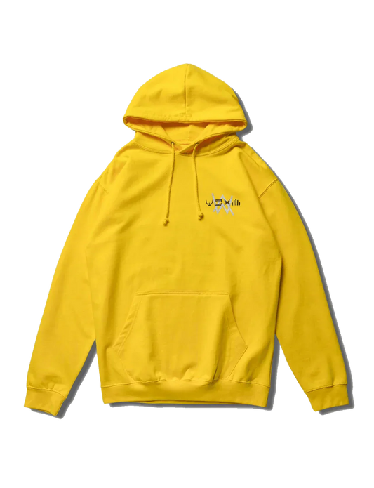 Yellow Walkerverse Stage Hoodie with front Alan Walker logo.